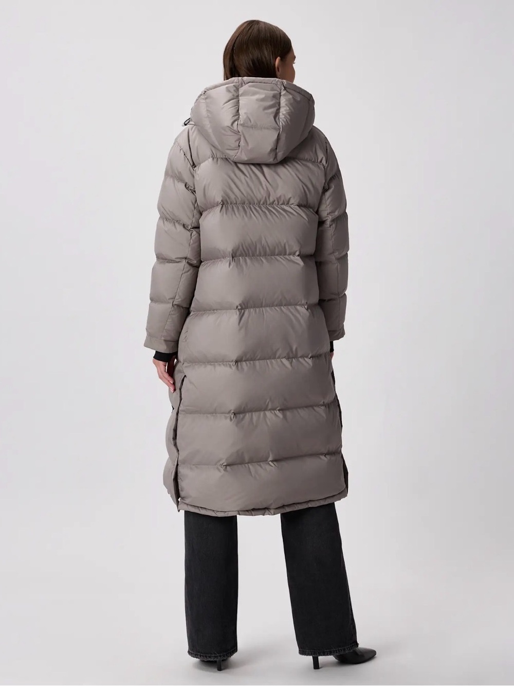 Quince Responsible Down Long Puffer Coat in Morel Grey Size Large y876 - Picture 8 of 12